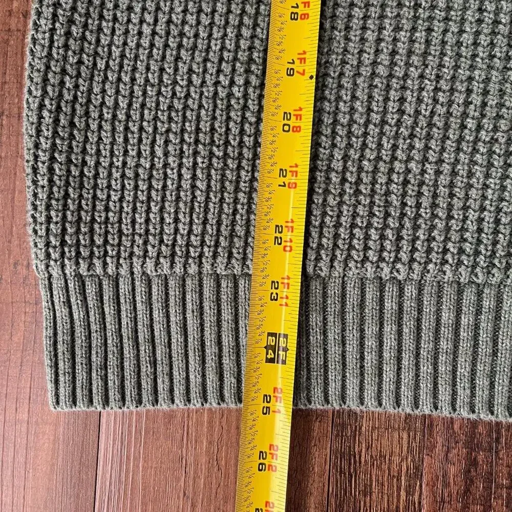 Old Navy Tunic Sweater Chunky Knit Crew Neck Oversized Size Large Heather Green